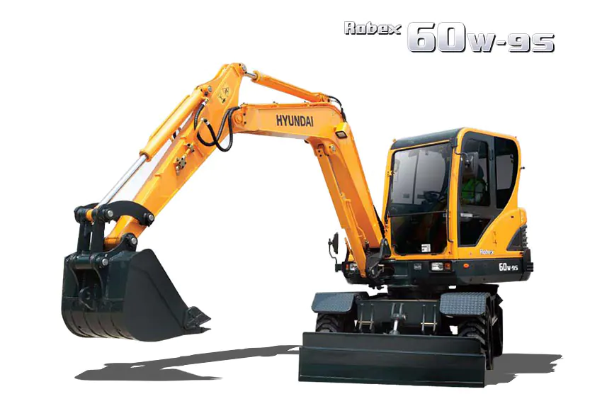 Máy xúc đào bánh lốp R60W-9S gầu 0.18 m³